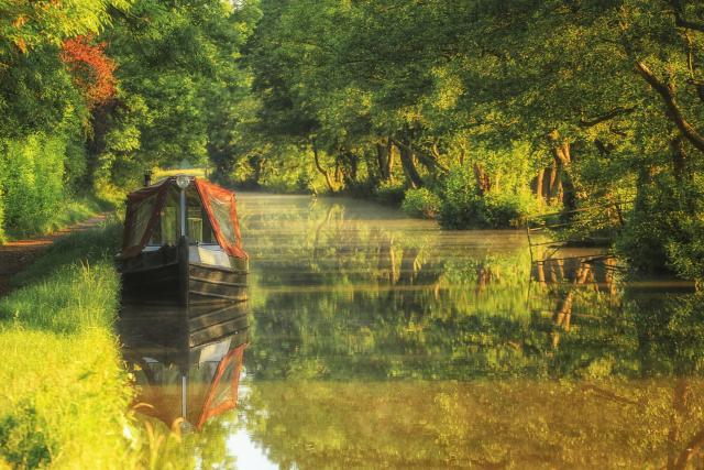 Image of canal Boat in Summer 
