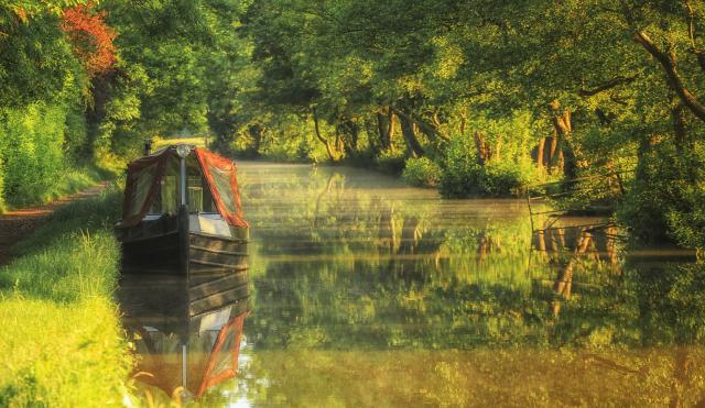 Image of canal Boat in Summer 